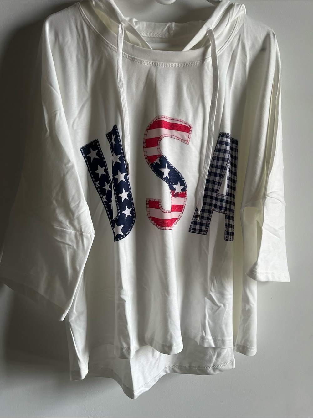 Women’s White USA Graphic Camisole Hoodie - Patriotic Print
